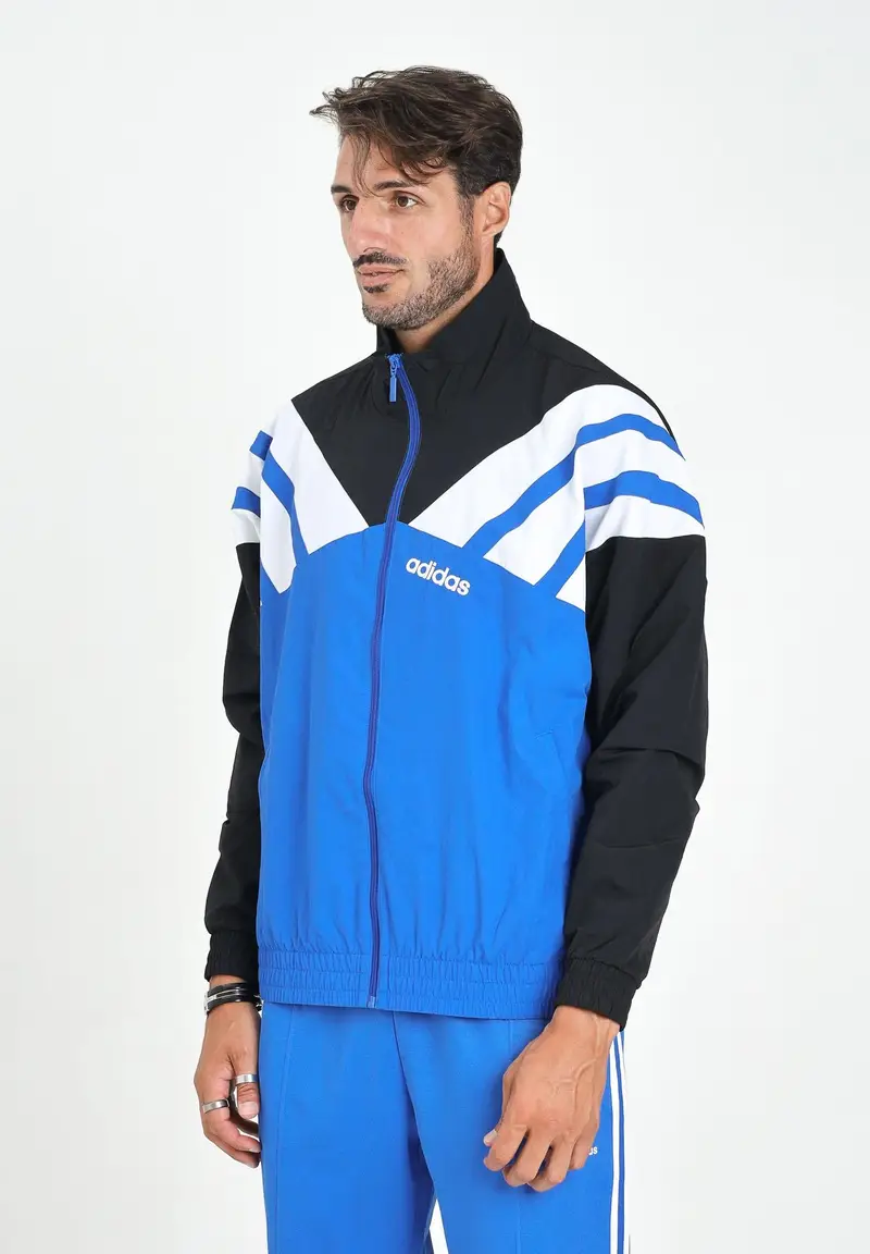 ADIDAS ORIGINALS Felpa con zip blu, bianca e nera da uomo