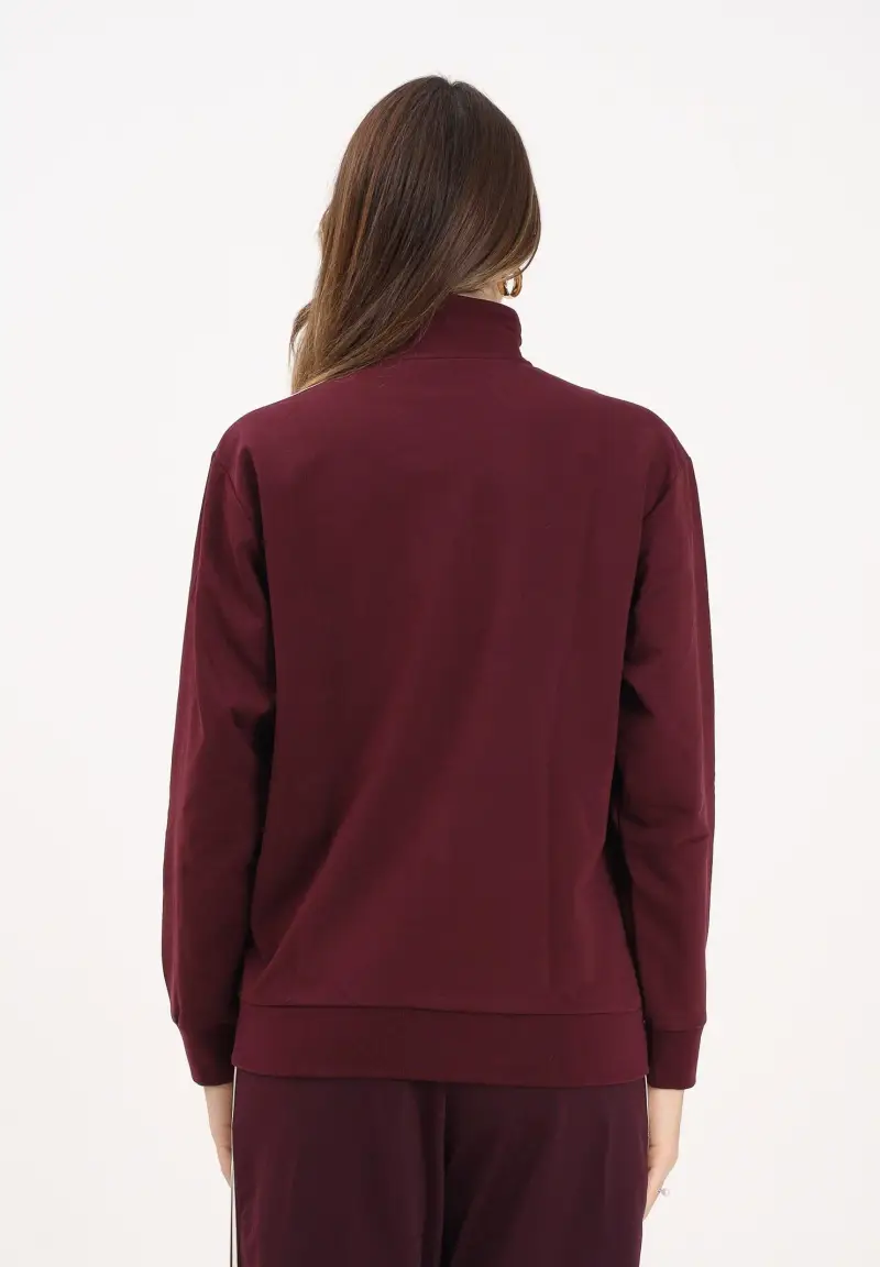 Felpa con zip Colorblock bordeaux e panna da donna miniatura 3