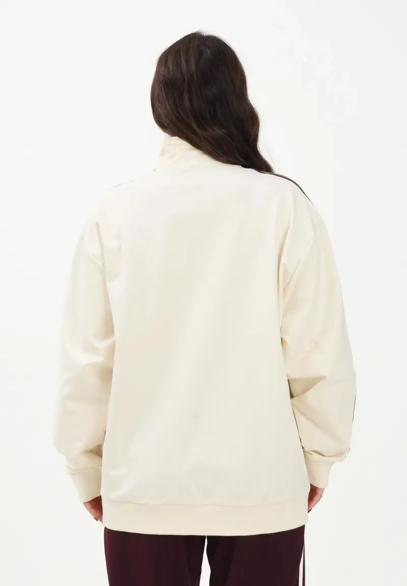 Felpa con zip Colorblock panna e bordeaux da donna miniatura 3