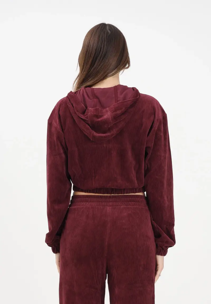 Felpa con zip Essentials Chenile bordeaux da donna miniatura 3