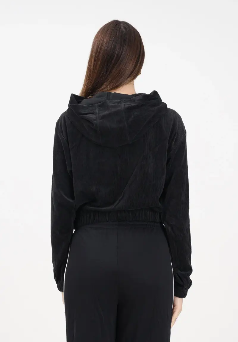 Felpa con zip Essentials Chenile nera da donna miniatura 3