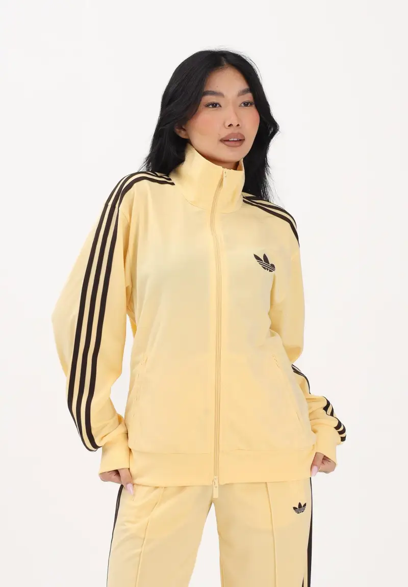 Felpa con zip FB TT Loose gialla da donna miniatura 2