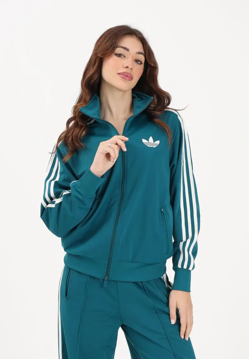 Felpa con zip FB TT Loose verde ottanio da donna miniatura 2