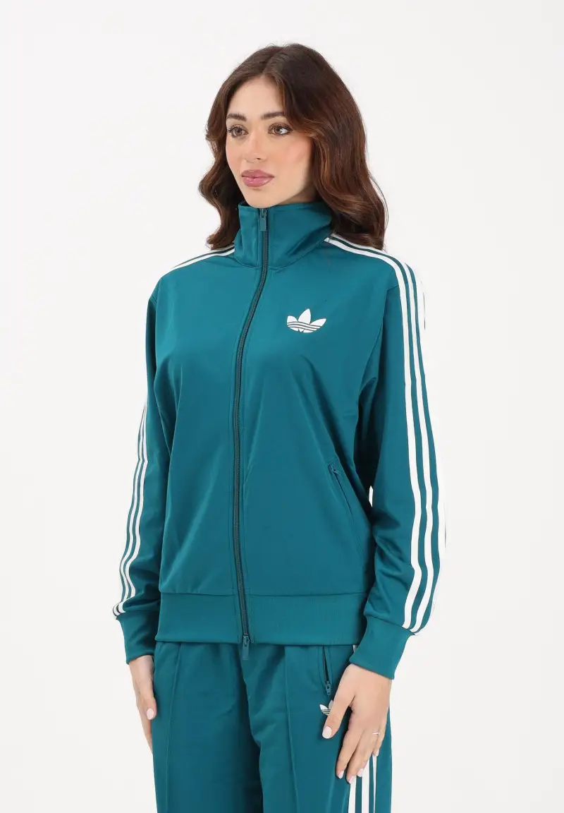 Felpa con zip FB TT Loose verde ottanio da donna