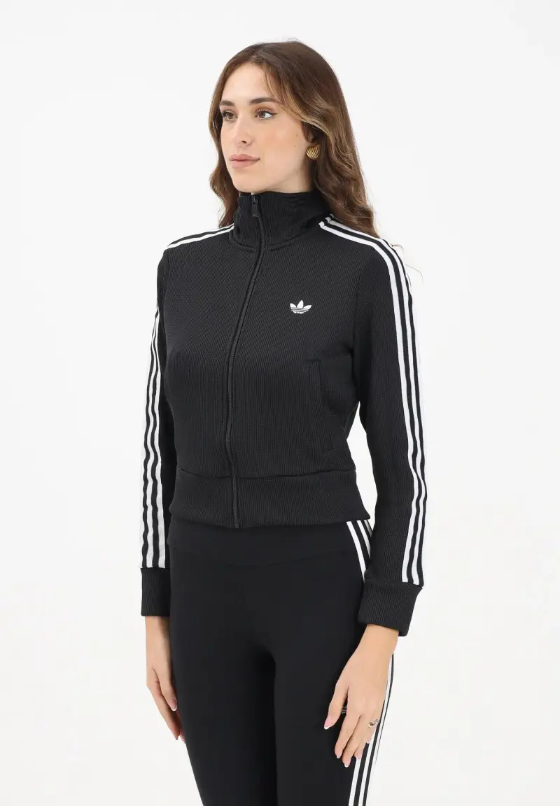 Felpa con zip Firebird Adicolor Knit nera da donna