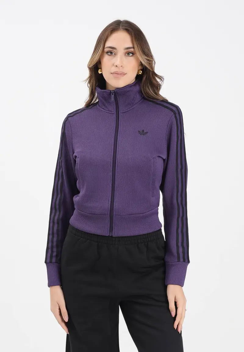 Felpa con zip Firebird Adicolor Knit viola da donna miniatura 2
