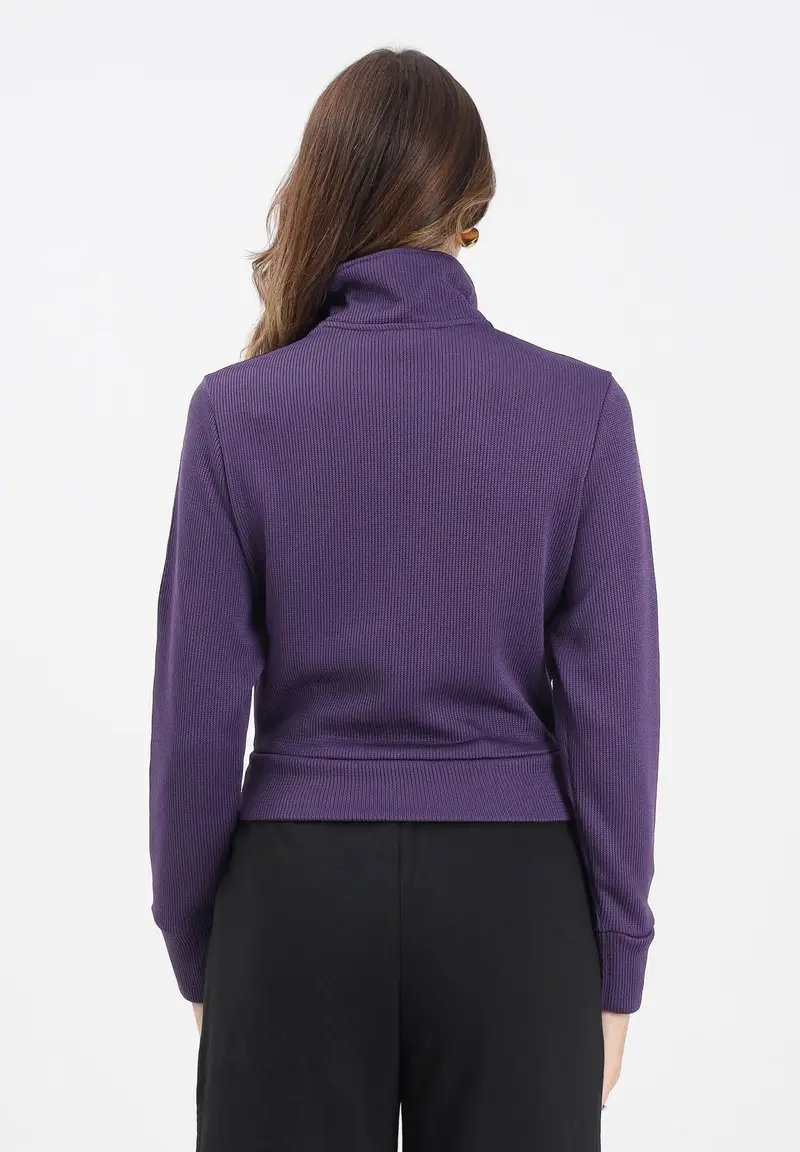 Felpa con zip Firebird Adicolor Knit viola da donna miniatura 3