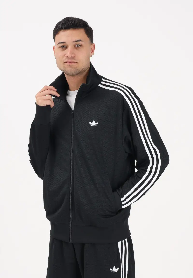 Felpa con zip Firebird Adicolor Mesh nera da uomo miniatura 2