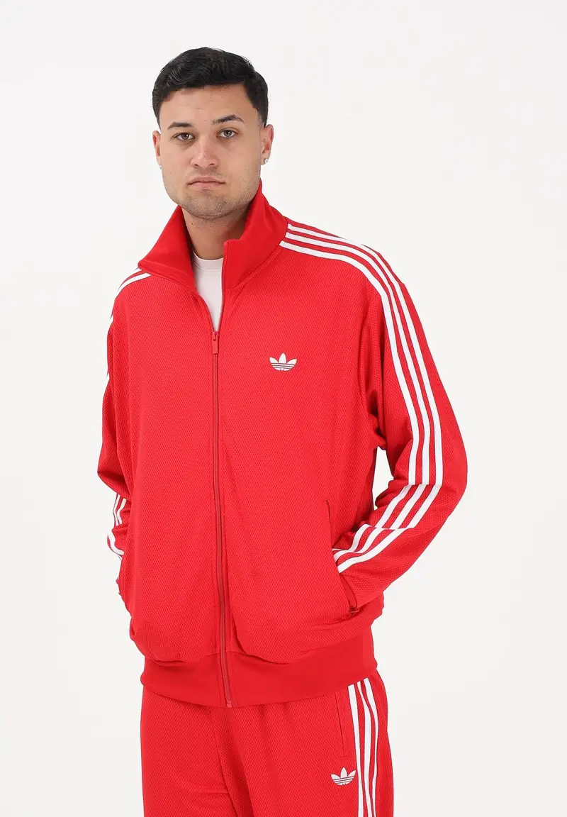 Felpa con zip Firebird Adicolor Mesh rossa da uomo miniatura 2