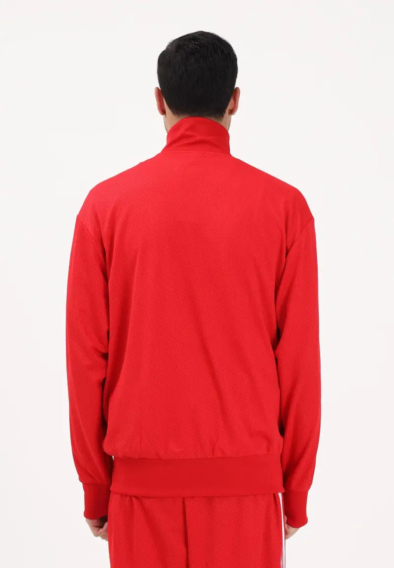 Felpa con zip Firebird Adicolor Mesh rossa da uomo miniatura 3