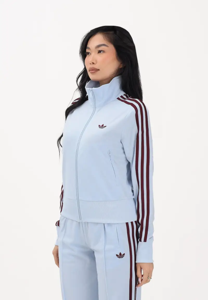 Felpa con zip Firebird Classic celeste e bordeaux da donna