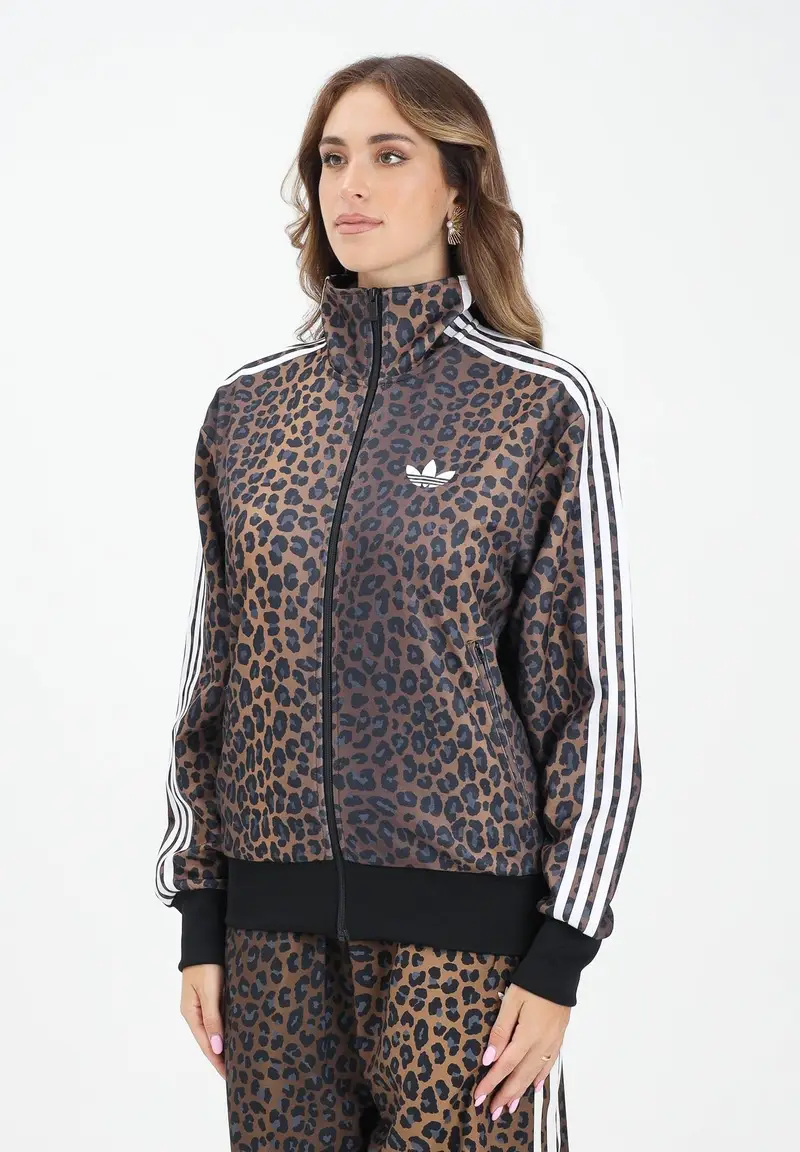 Felpa con zip Firebird Loose Leo beige da donna