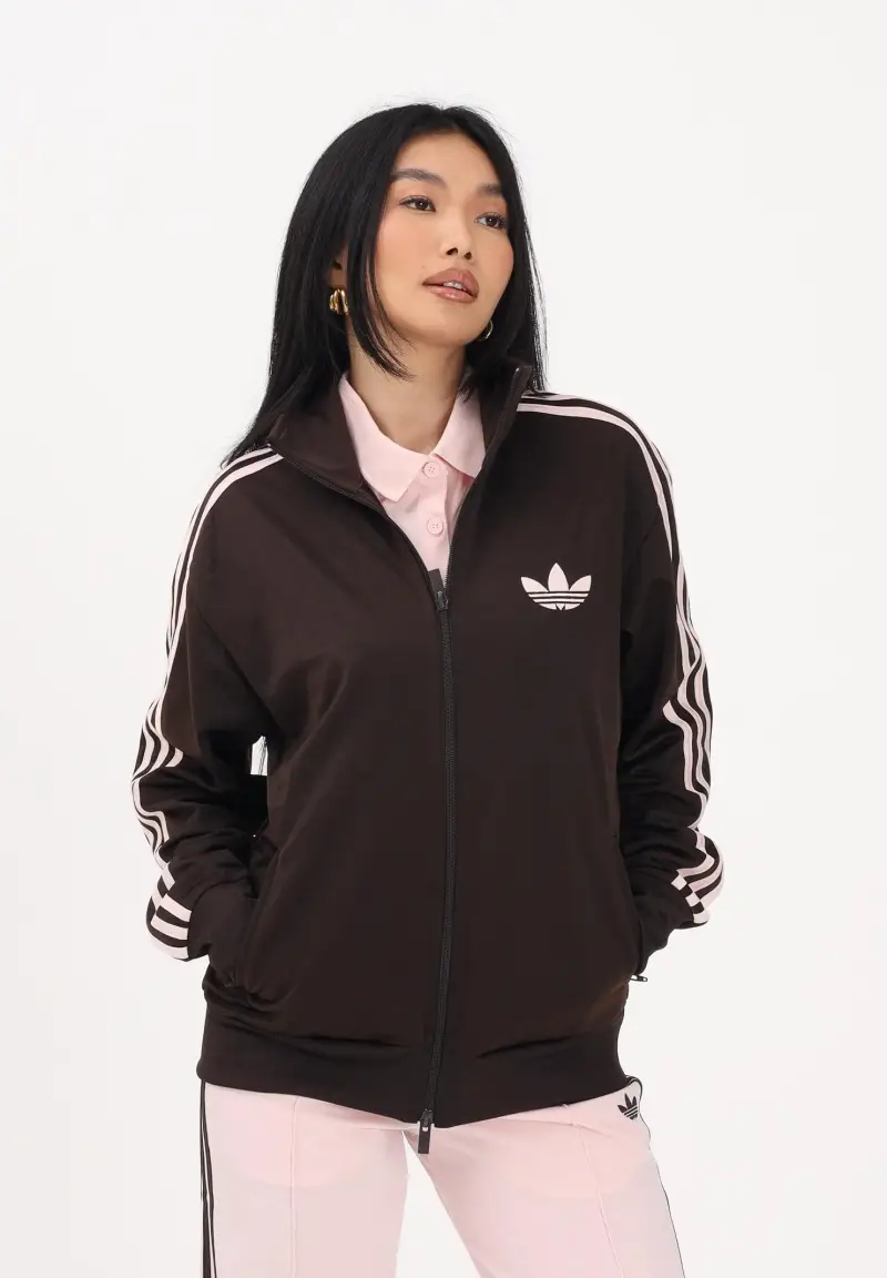 Felpa con zip Firebird Loose marrone e rosa da donna miniatura 2