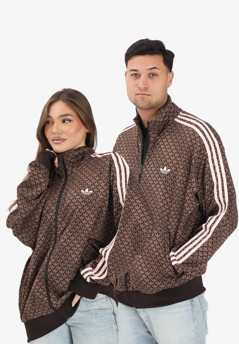 Felpa con zip Firebird Loose Monogram marrone e rosa per uomo e donna miniatura 2