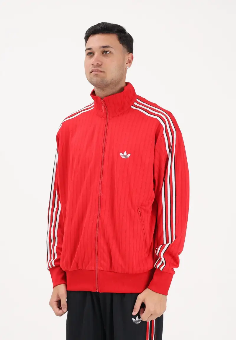 Felpa con zip Firebird Loose Pinstripes rossa da uomo