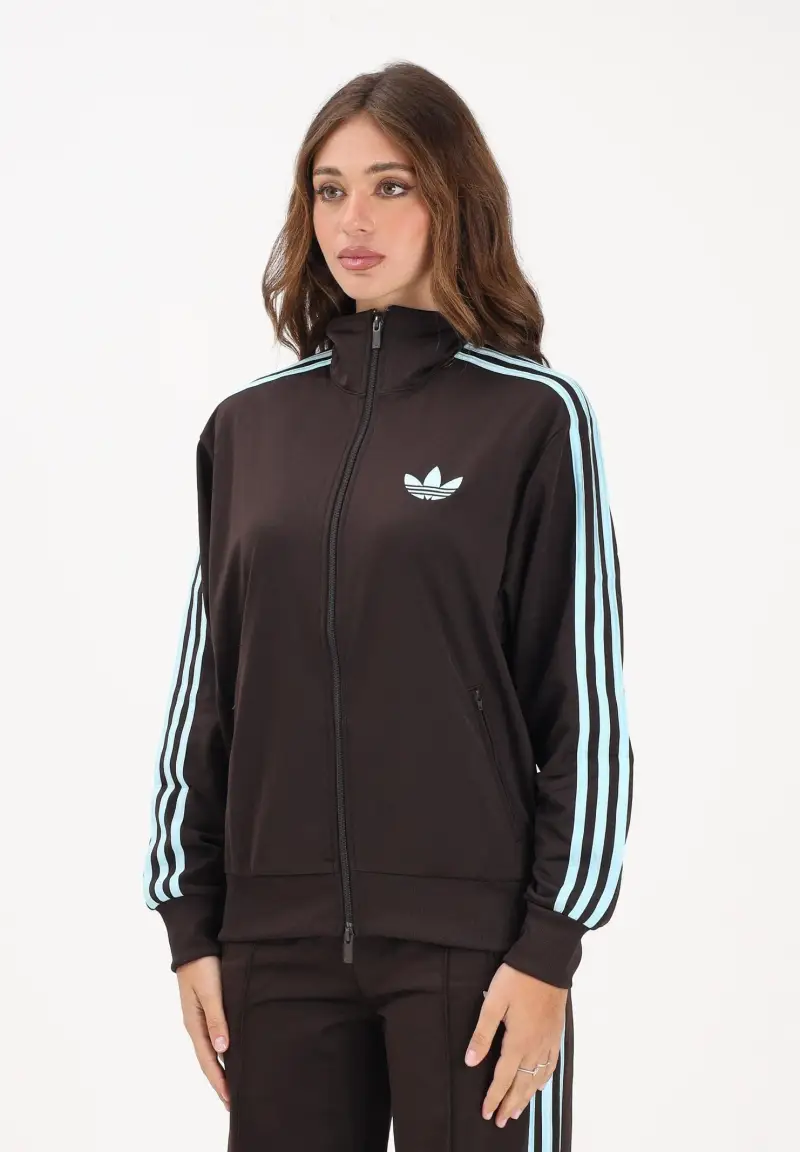 Felpa con zip Firebird marrone e azzurra da donna