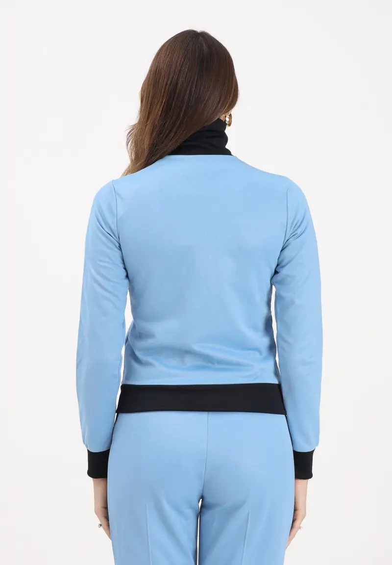 Felpa con zip Heritage azzurra e nera da donna miniatura 3