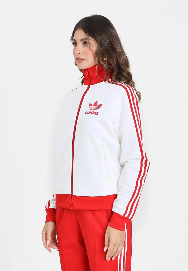 ADIDAS ORIGINALS Felpa con zip Heritage bianca da donna