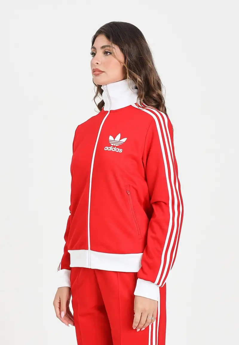 ADIDAS ORIGINALS Felpa con zip Heritage rossa da donna