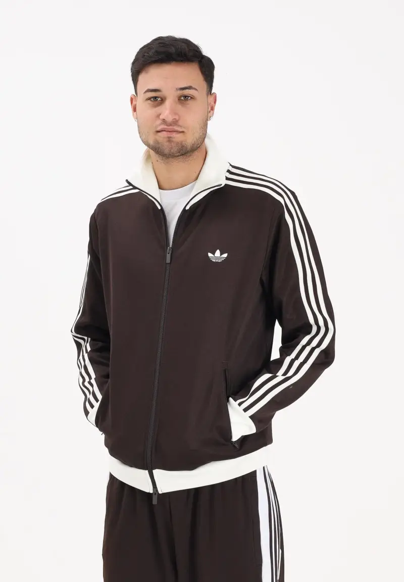 Felpa con zip Iconico marrone e panna da uomo miniatura 2