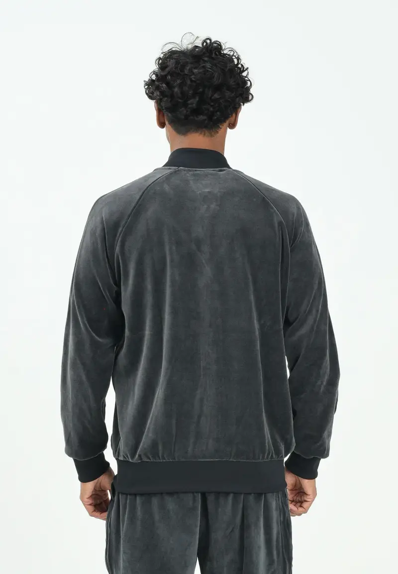 Felpa con zip in velluto Adicolor SST nera da uomo miniatura 3