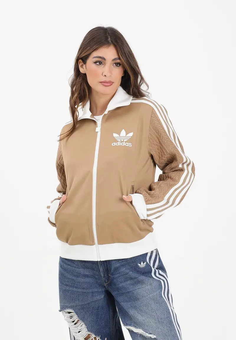 Felpa con zip Knit Classic beige da donna miniatura 2