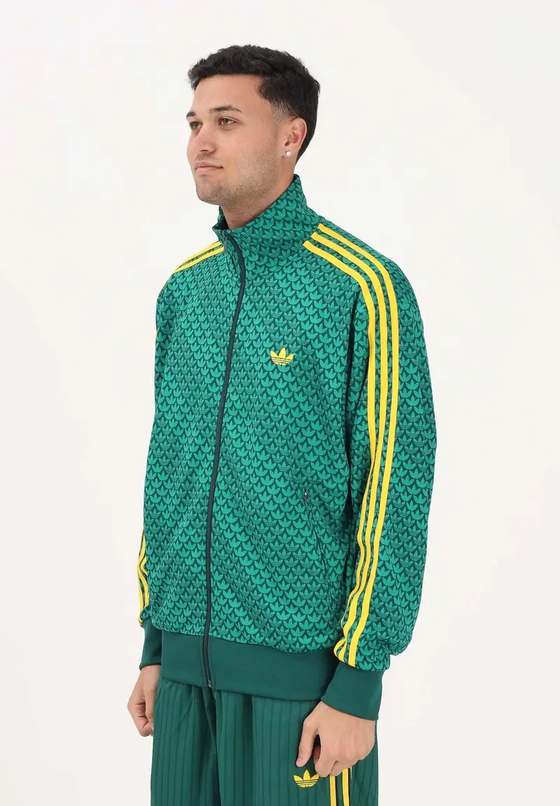 Felpa con zip Loose Firebird Monogram verde e gialla da uomo