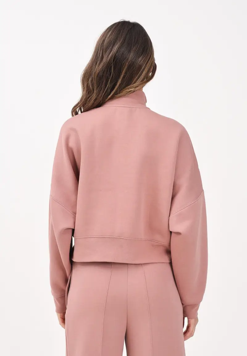 Felpa con zip Off Placed 3 Stripes rosa da donna miniatura 3