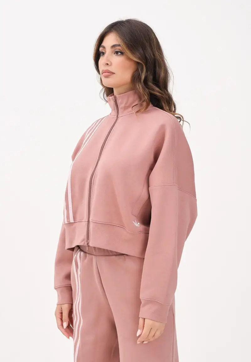 Felpa con zip Off Placed 3 Stripes rosa da donna