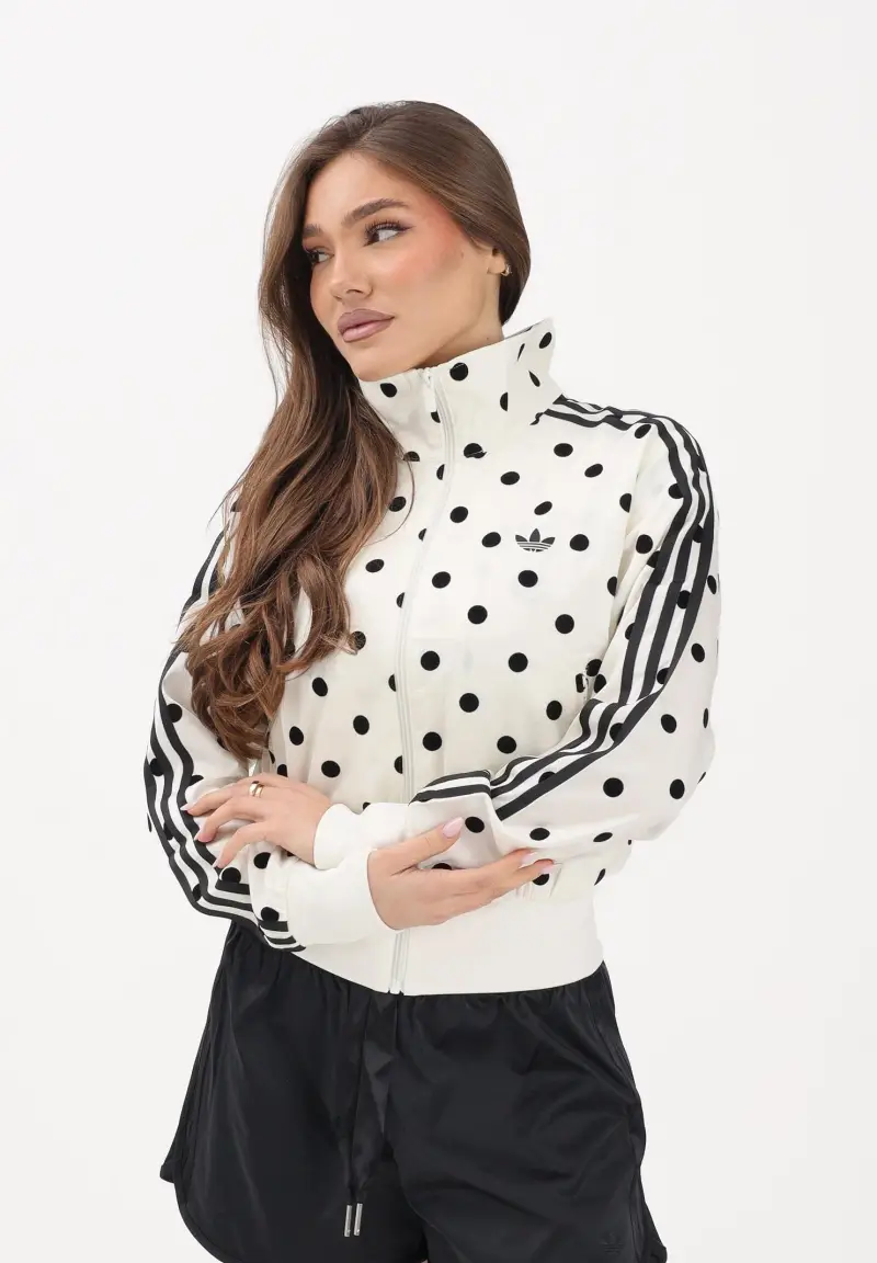 Felpa con zip Satin Polka Dots TT panna e nera da donna miniatura 2