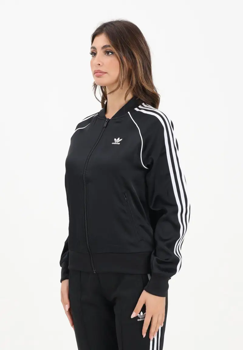 Adidas Originals Felpa con zip SST Adicolor Satin nera da donna