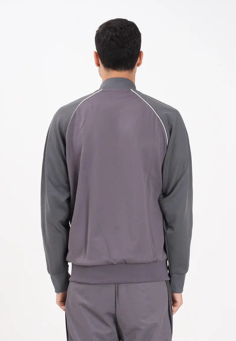 Felpa con zip SST grigia da uomo miniatura 3