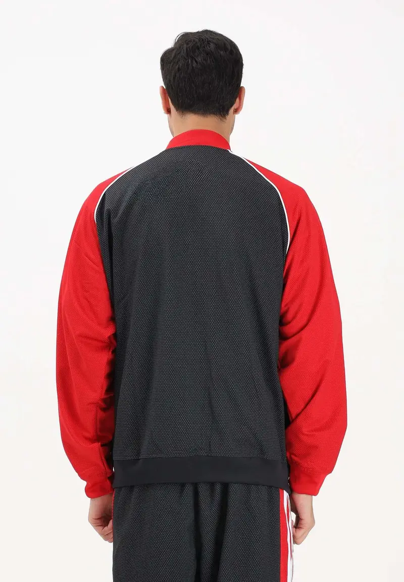 Felpa con zip SST LOOSE MESH nera e rossa da uomo miniatura 3