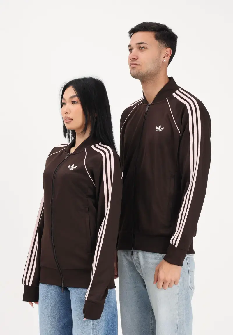 Felpa con zip SST marrone e rosa per uomo e donna