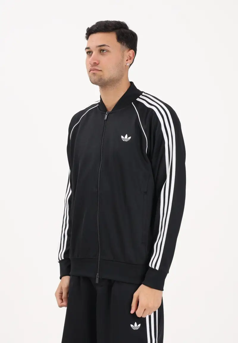 Felpa con zip SST nera da uomo