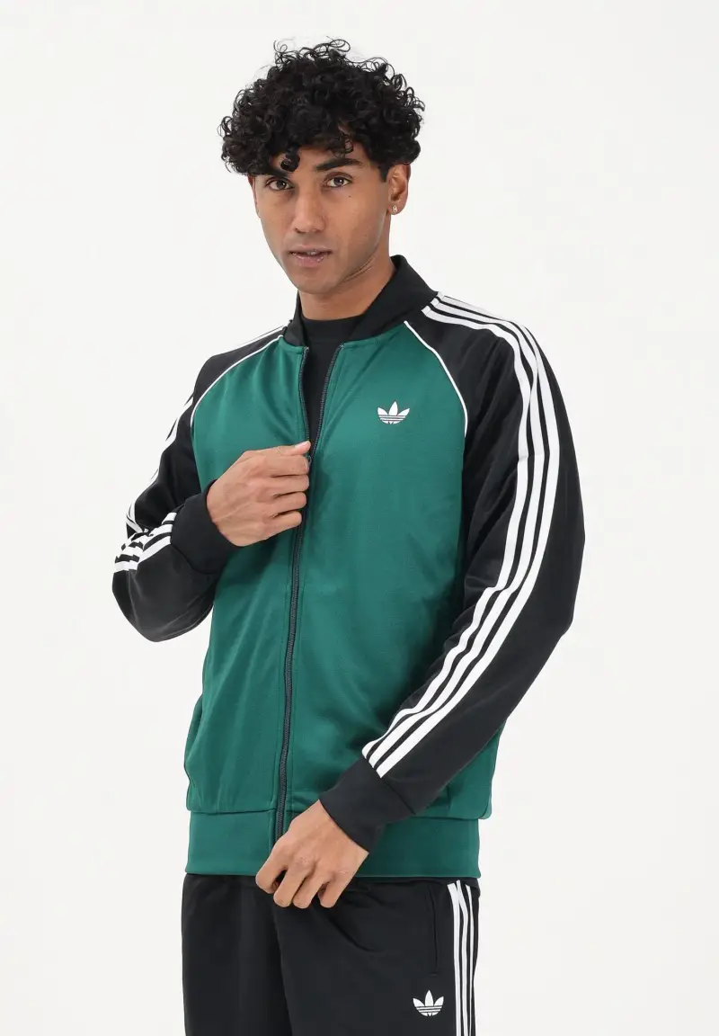 Felpa con zip SST verde e nera da uomo miniatura 2