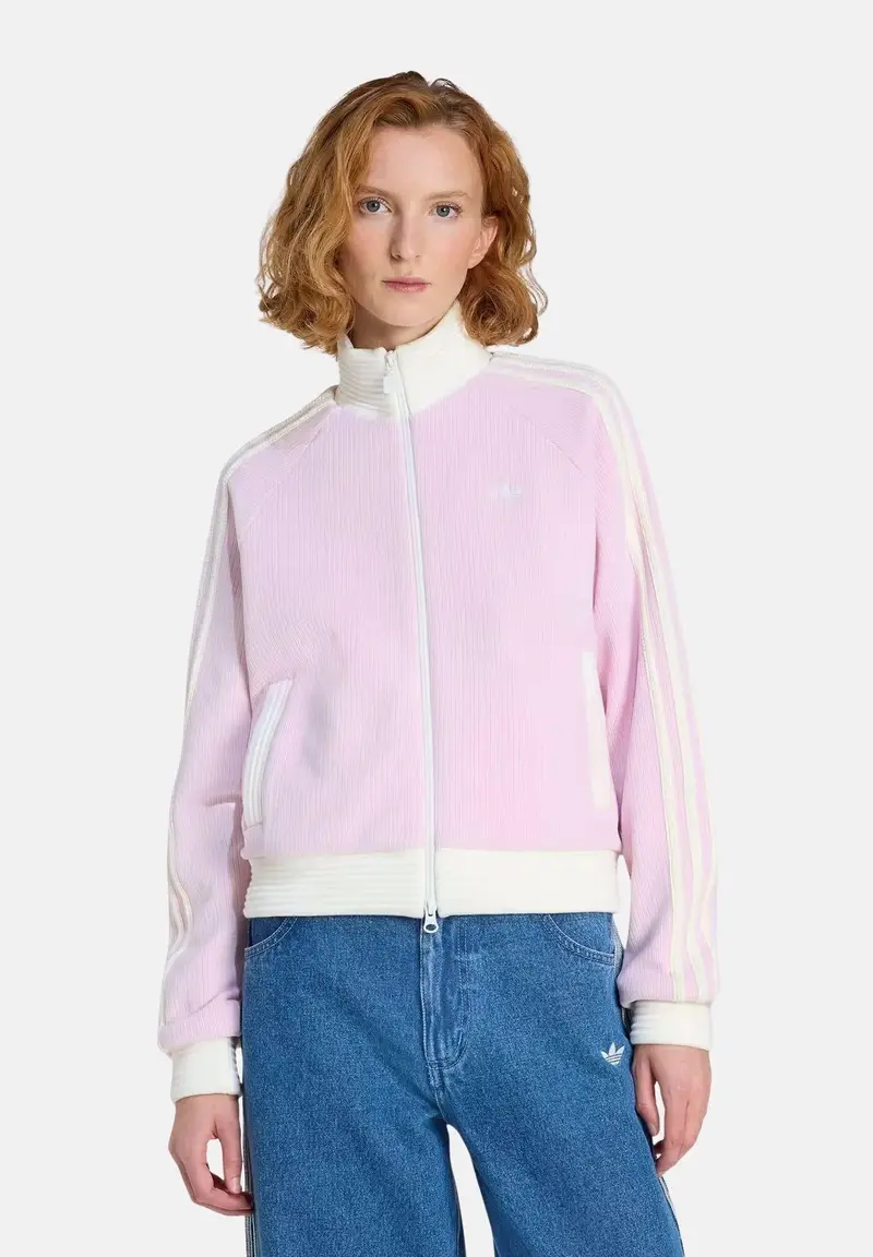Felpa con zip Velour Knit rosa da donna