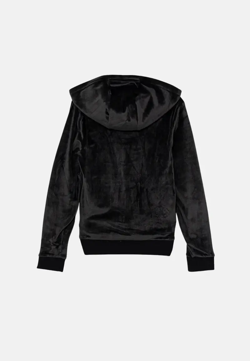 Felpa con zip velour nera da bambina miniatura 2