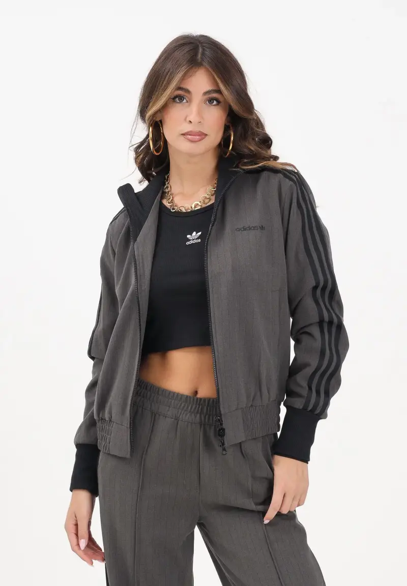 Felpa con zip verde militare da donna miniatura 2