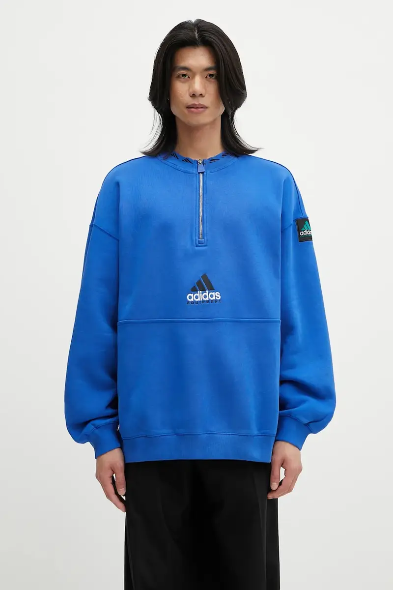 felpa Eqt Fleece Hz uomo colore blu con applicazione JD0643