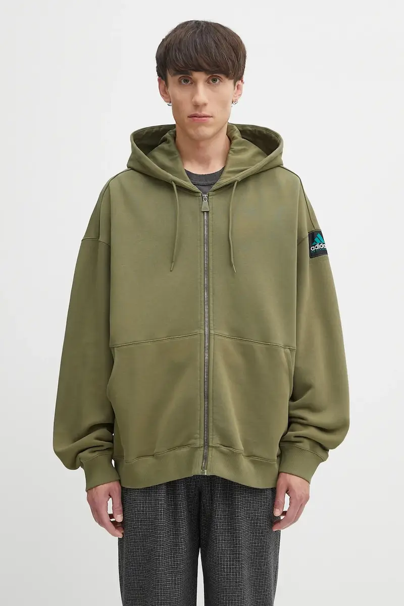 felpa EQT Hoodie uomo colore verde con cappuccio JX1572