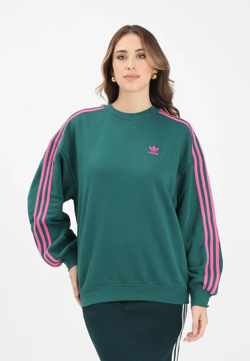 Felpa girocollo Adicolor Oversized Crew verde da donna miniatura 2