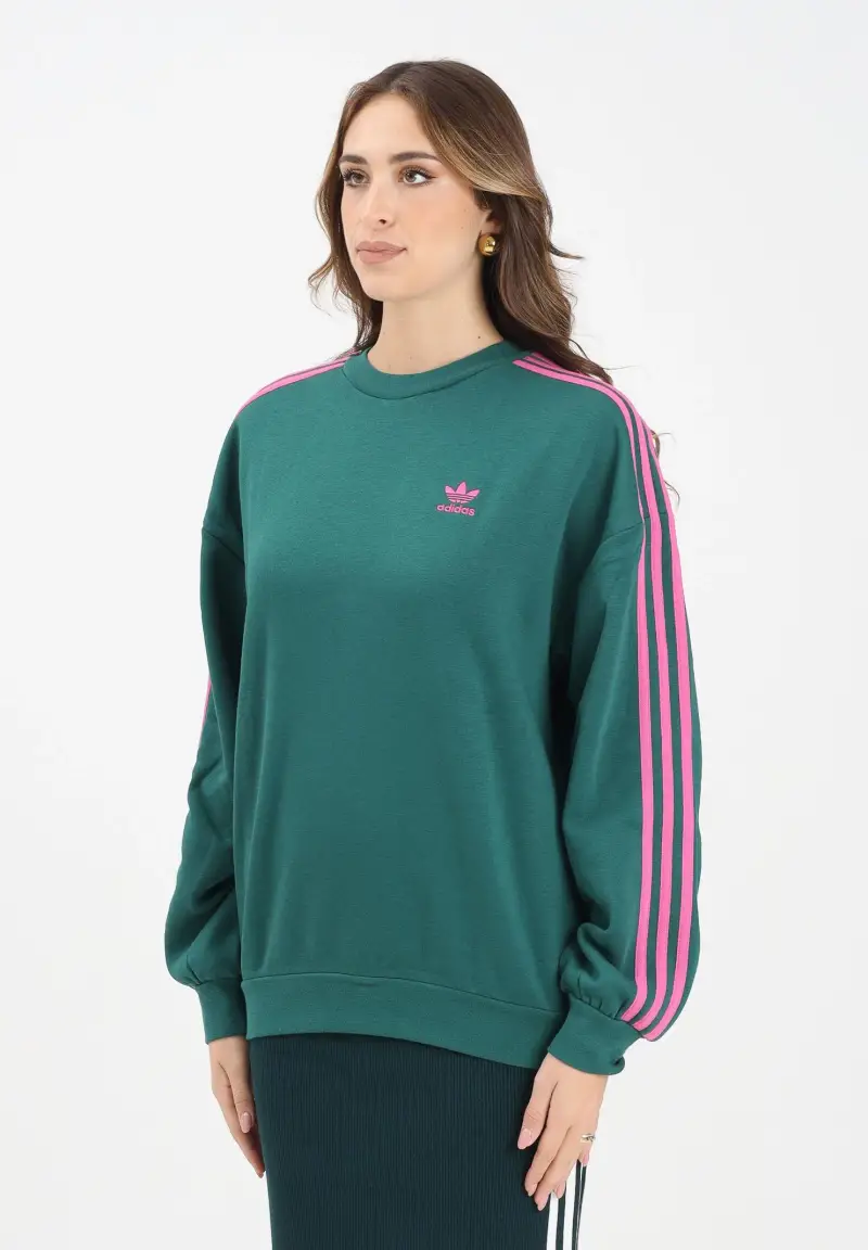 Felpa girocollo Adicolor Oversized Crew verde da donna