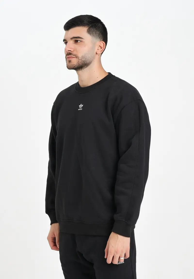 Felpa girocollo Essentials Fleece Long Oversized Crew nera da uomo