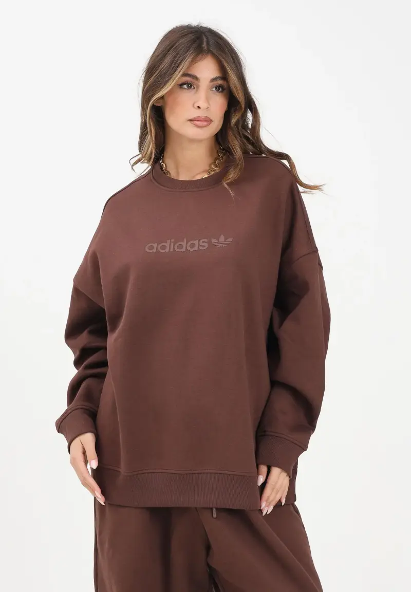 Felpa girocollo Essentials Linear Oversized Crew marrone da donna miniatura 2