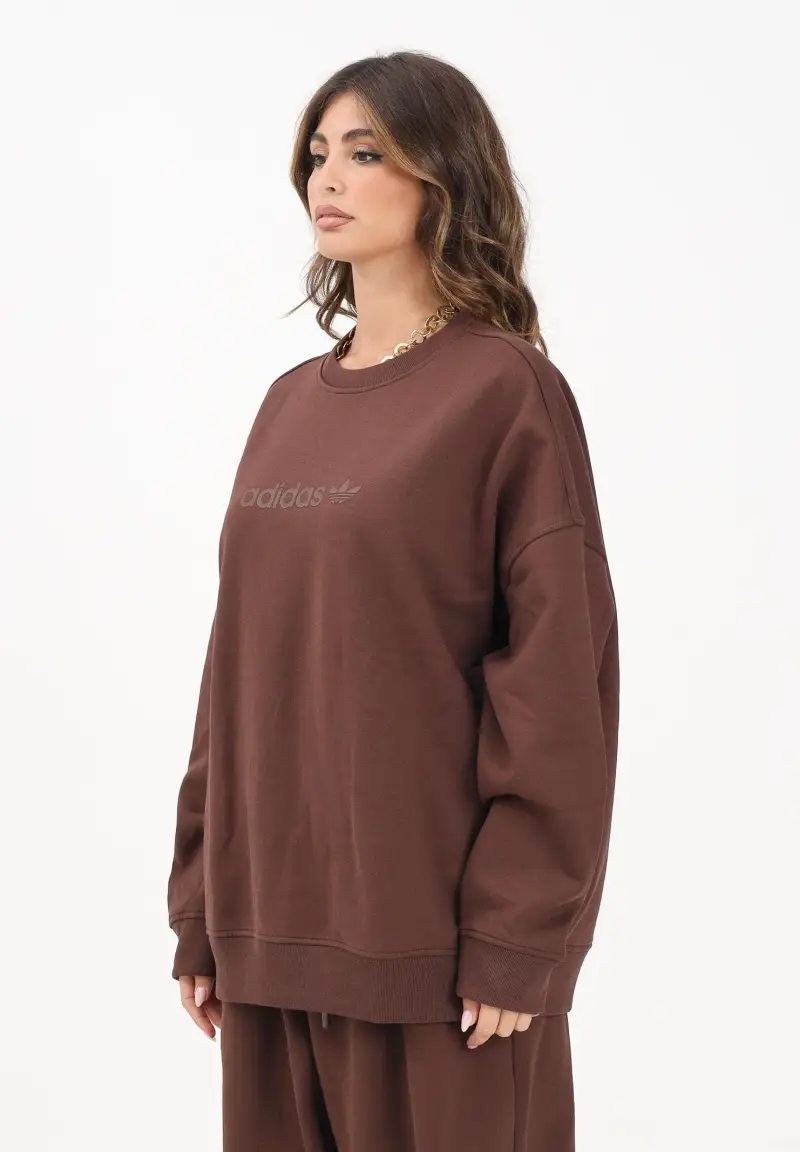 Felpa girocollo Essentials Linear Oversized Crew marrone da donna