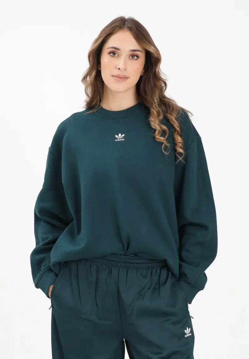 Felpa girocollo Essentials Oversized French Terry verde da donna miniatura 2