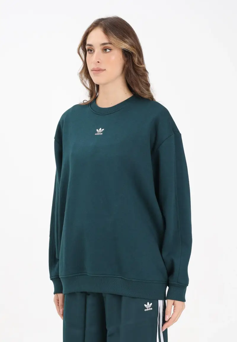 Felpa girocollo Essentials Oversized French Terry verde da donna