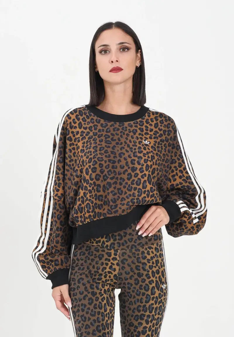 Felpa girocollo Leopard Crewneck marrone da donna miniatura 2