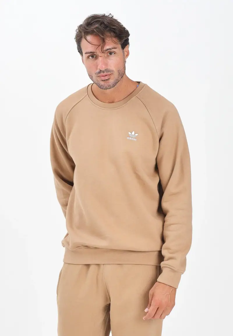 Felpa girocollo Trefoil Essentials Crew beige da uomo miniatura 2